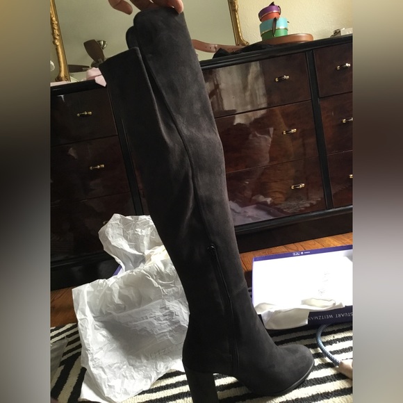 Stuart Weitzman Women's Alljill Anthracite Suede Over The Knee Boot - Picture 6 of 7